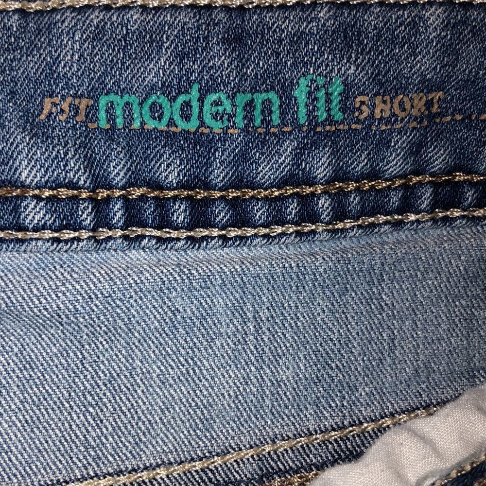 Sonoma 4 Vintage Wash Brass Color Studded Blue Denim Shorts - Picture 12 of 16